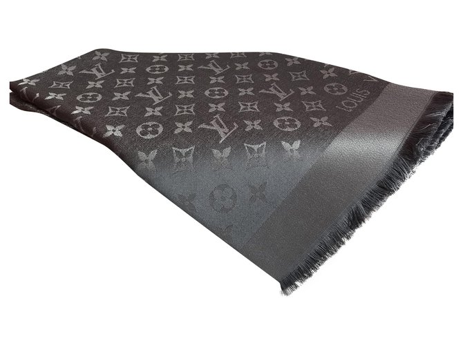 Louis Vuitton sciarpe Grigio antracite Seta  ref.239572