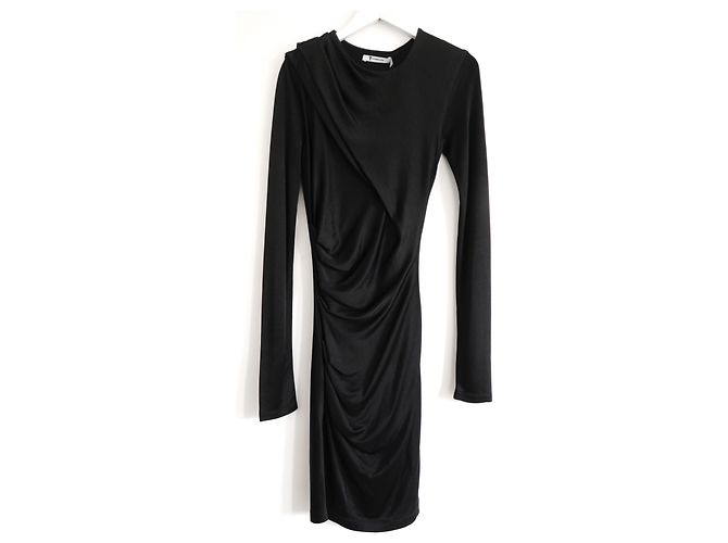 T By Alexander Wang Vestido drapeado negro