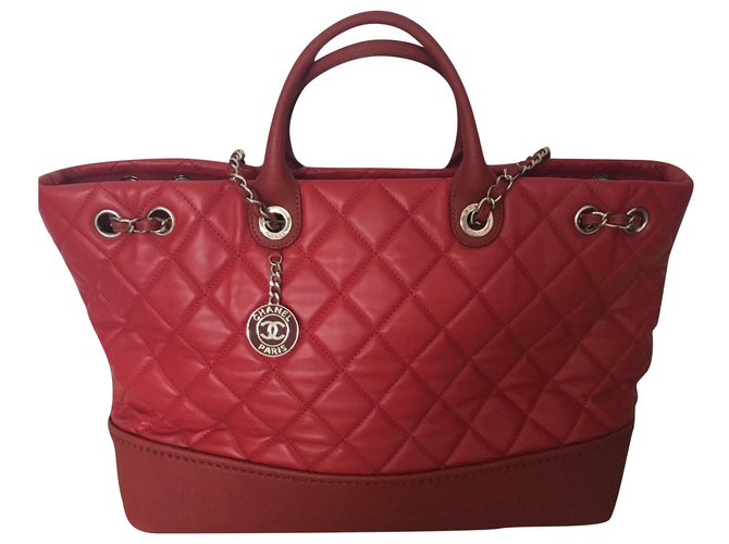 Cambon Chanel-Einkaufstasche Pink Leder  ref.239626