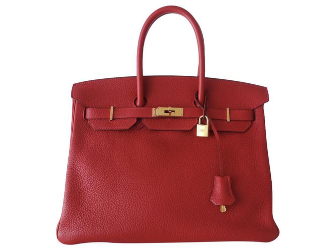 Hermès HERMES BIRKIN BAG 35 red Hermes Leather ref.239636 - Joli