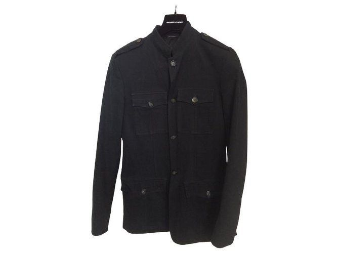 Sonia Rykiel Jacket Man | Maho Collar | Military Spirit Black Cotton  ref.239645