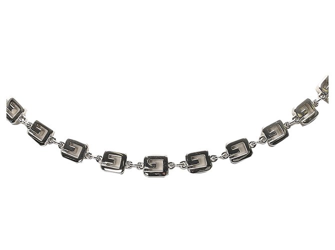 Givenchy Silver lined G Link Necklace Silvery Metal  ref.239762