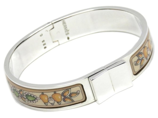 Bracelet en émail Loquet en argent Hermès Métal Argenté  ref.239791