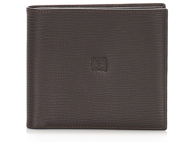 Loewe Brown Anagram Leather Small Wallet Dark brown Pony-style calfskin  ref.239827