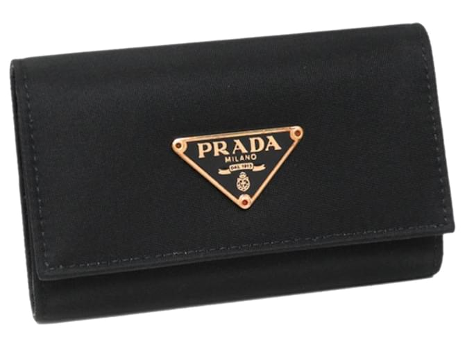 Prada Black Saffiano Key Holder Cloth Cloth  ref.239835