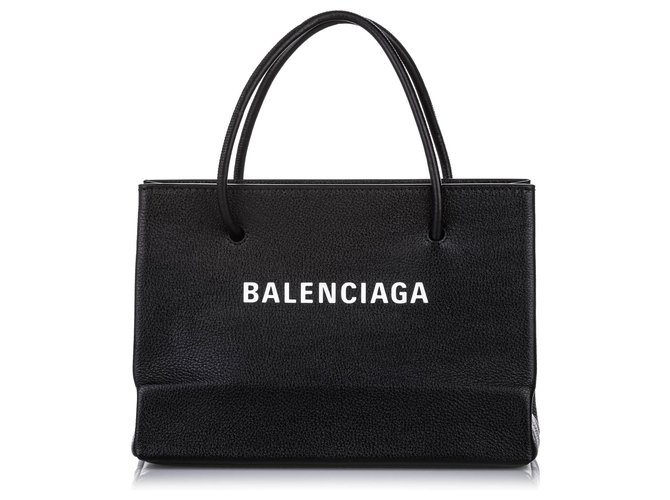 Bolsa de couro Balenciaga Black S Shopping Preto Branco Bezerro-como bezerro  ref.239845