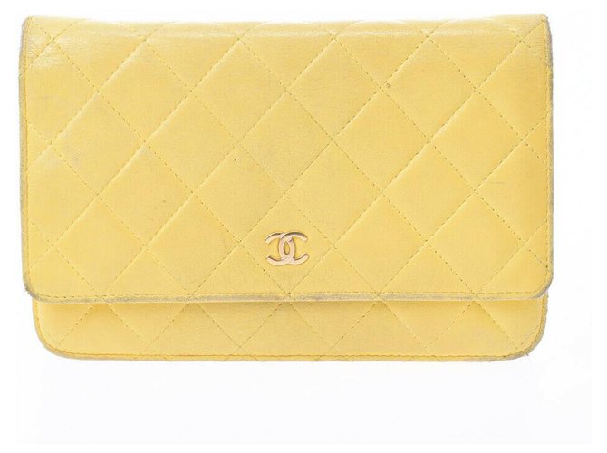Chanel Wallet on Chain Yellow Leather  ref.239880