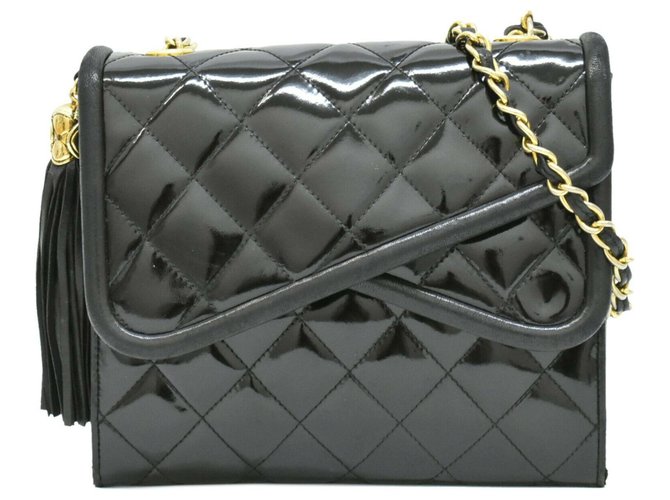 Chanel flap bag Black Patent leather  ref.239881
