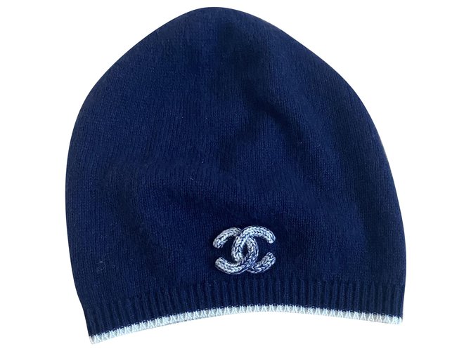 Chanel Chapéus Azul Casimira  ref.239892