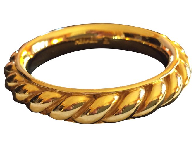 Anel Quadrado Hermès Dourado Metal  ref.239917