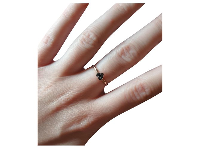 Dodo Pomellato Black diamonds heart ring Copper Pink gold  ref.239943