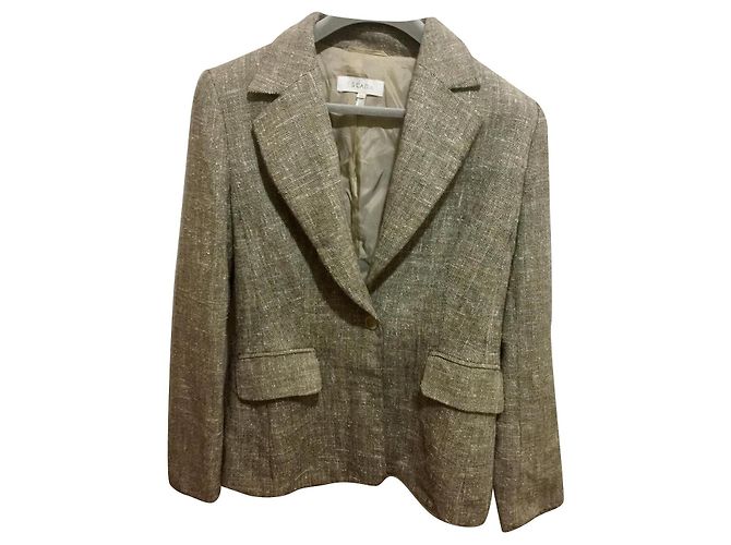 Blazer de lã e seda da Escada Marrom Bege