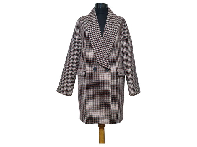 Tara Jarmon Coats, Outerwear White Blue Multiple colors Beige Dark red Cotton Wool  ref.239957