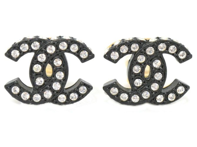 Boucle d oreille chanel Métal Noir  ref.239972