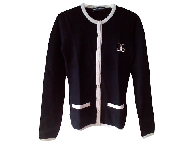 DOLCE & GABBANA KNITE CARDIGAN Schwarz Weiß 