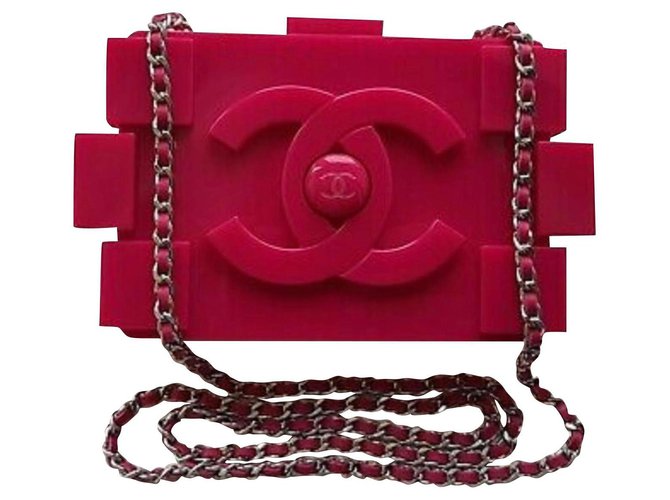 Bolso de mano Chanel Lego Plata Rosa Fucsia Plástico  ref.240057