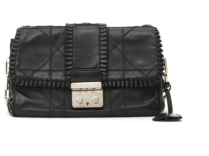 Dior NEW LOOK RUFFLE BLACK Silver hardware Leather Metal  ref.240116