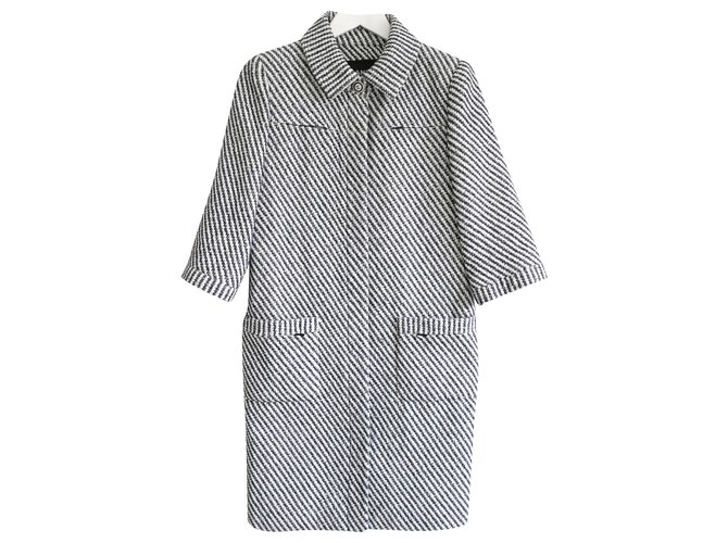Chanel SS16 Abrigo de tweed Negro Algodón  ref.240137