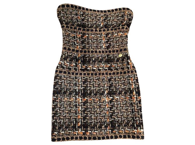Chanel new Rome most iconic dress Beige Tweed  ref.240190