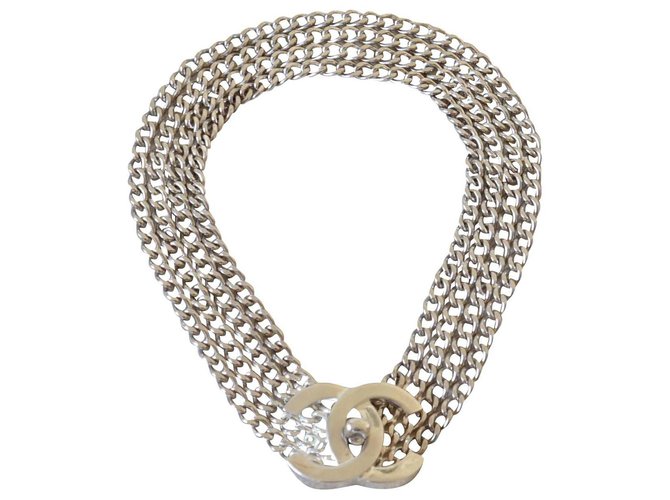Chanel Necklaces Silvery Metal  ref.240209