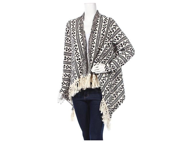 Autre Marque Rich & Royal Strickjacke aus Baumwolle Schwarz Weiß Größe M