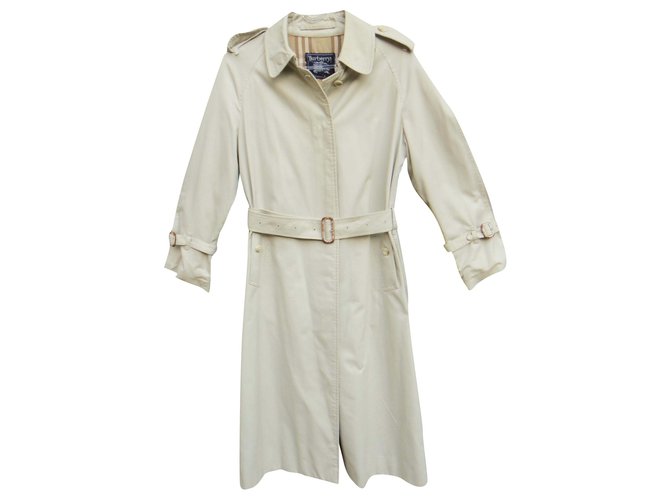 trench coat vintage das mulheres Burberry 38 Fora de branco Algodão Poliéster  ref.240244