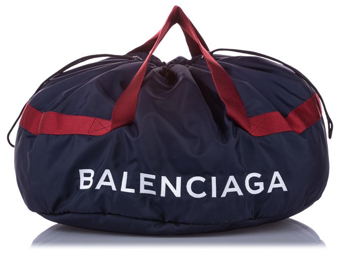 Balenciaga Black S Wheel Reisetasche aus Nylon Schwarz Blau Marineblau Leinwand Tuch  ref.240255