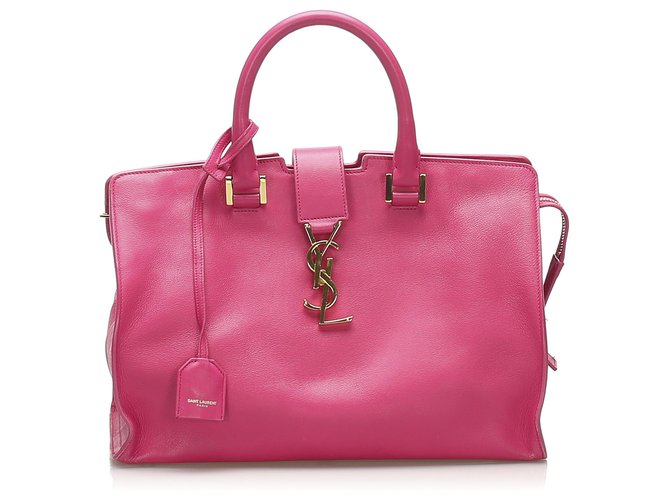 Yves Saint Laurent YSL Pink Cabas Monogram Leather Satchel Pony-style  calfskin ref.240295 - Joli Closet