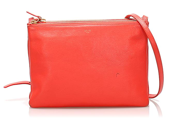 Céline Celine Red Trio Leather Shoulder Bag Pony-style calfskin  ref.240319