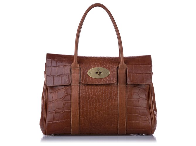 Mulberry Brown Embossed Bayswater Leather Handbag Pony-style calfskin  ref.240335