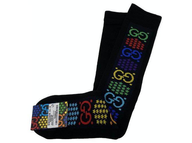gucci socks multicolor brand new Nero Multicolore Cotone Elastan  ref.240382