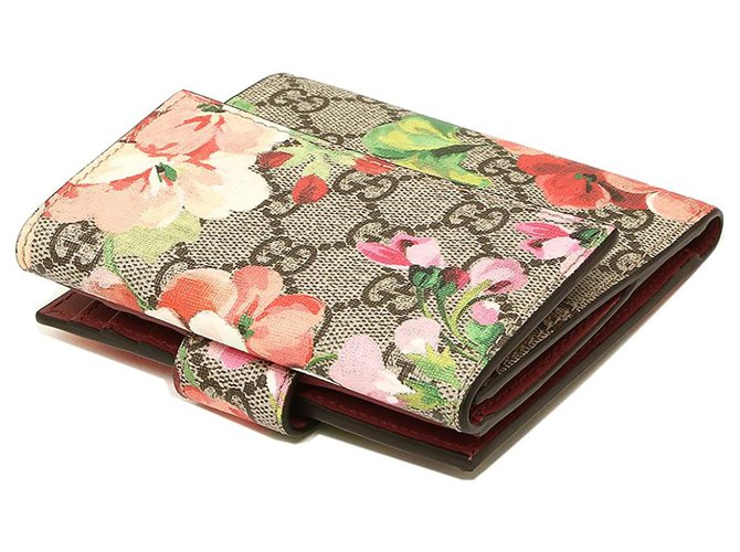 Gucci GG Blooms Brieftasche mit französischer Klappe Pink Leder  ref.240424