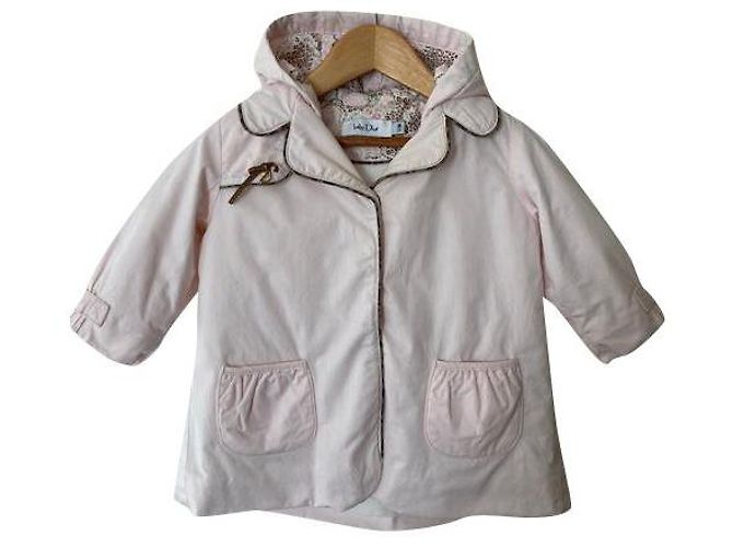 Abrigo Baby Dior Rosa de Algodón con Capucha Floral 12 Meses