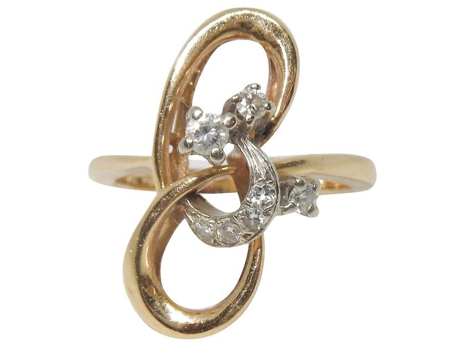 Autre Marque Anello nodo in oro e diamanti D'oro