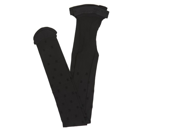 Chanel COLLANT NERO CC PUNTINATA SVIZZERA M NUOVA Nylon ref.240536 - Joli  Closet