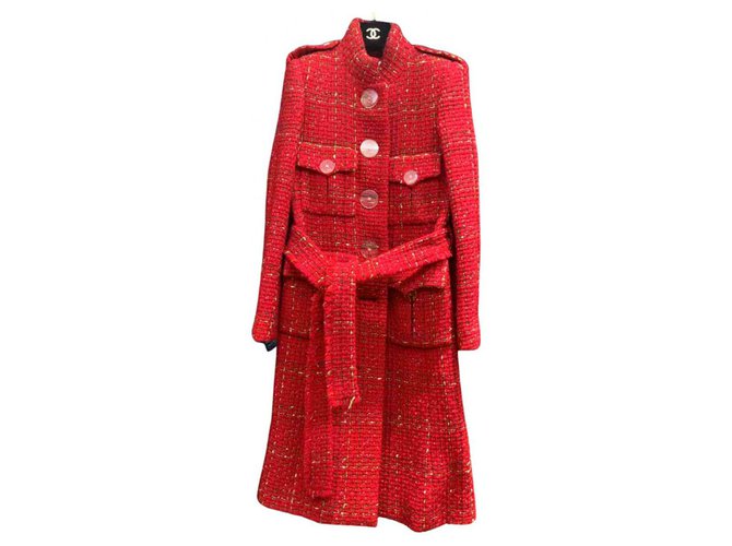 Chanel 11K$ Melania Trump coat Red Tweed  ref.240541