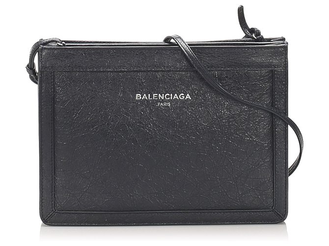 Balenciaga Black Navy Pochette Leather Crossbody Bag Pony-style calfskin  ref.240578