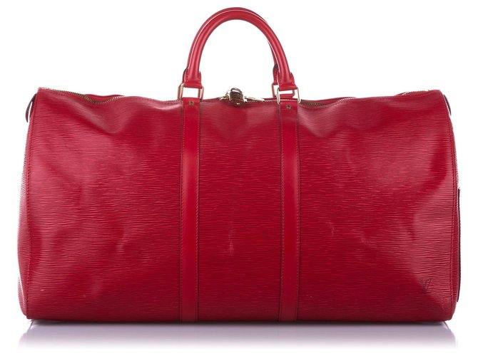 Louis Vuitton Red Epi Keepall 55 Leather  ref.240589