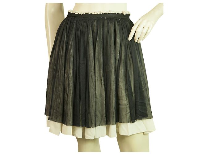 Dolce & Gabbana D & G Schwarz & Weiß Seide Plissee Minirock Größe 42