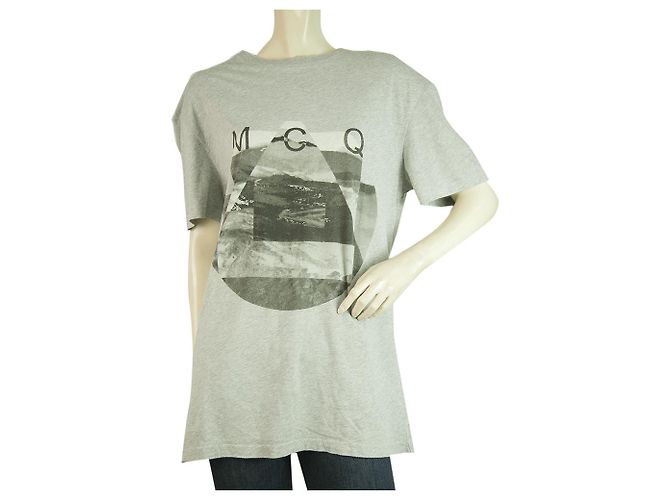 McQ Alexander McQueen Graue Baumwolle Kurzarm Entspanntes T-Shirt Top Größe M.