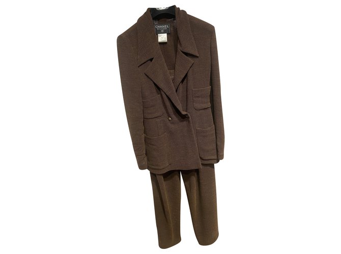 Chanel Pantsuit Brown Wool Polyamide  ref.240646