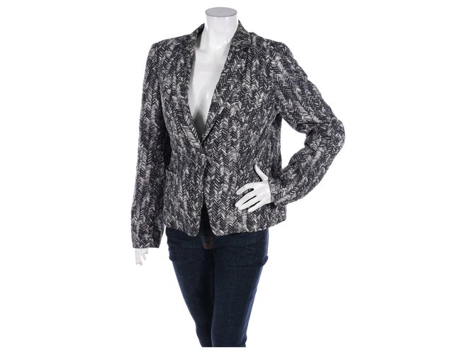 Escada Chaquetas Blanco Gris Elastano Rayo  ref.240716