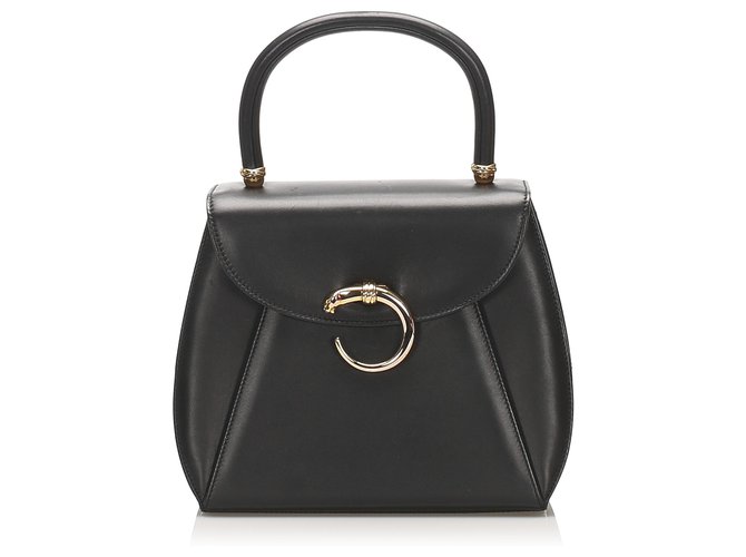 Cartier Black Panthere Leather Handbag Pony-style calfskin  ref.240835