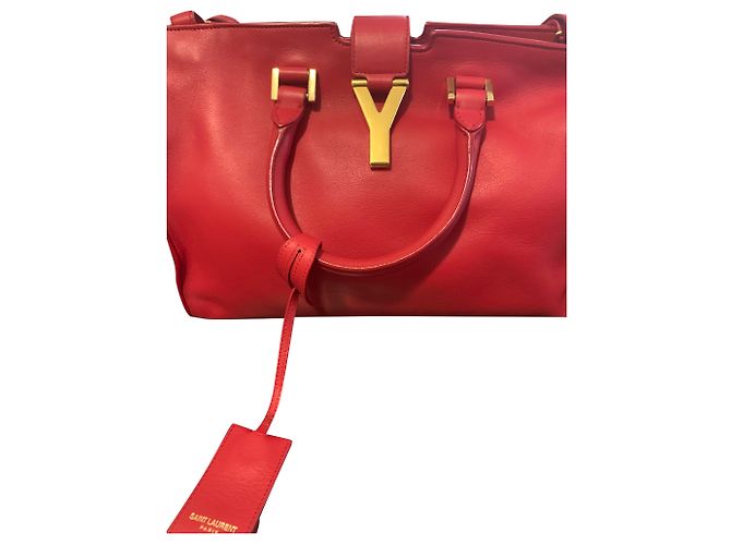 Yves Saint Laurent Chyc Leather Handbag Red 