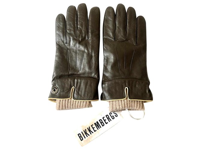 Dirk Bikkenbergs BIKKEMBERGS NEW MEN'S GLOVES Dark brown Leather Wool  ref.240912
