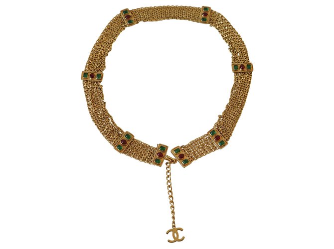 Chanel Cintos Dourado Metal  ref.240938
