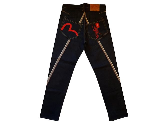Evisu Denim Blu scuro Cotone