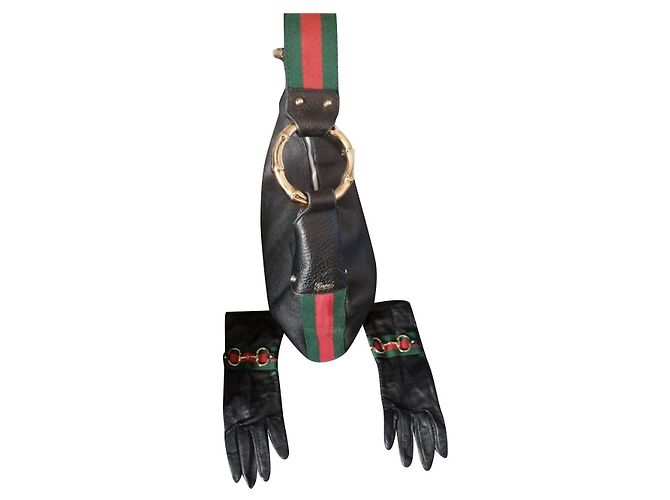 Borsa Gucci in pelle granulata nera Nero