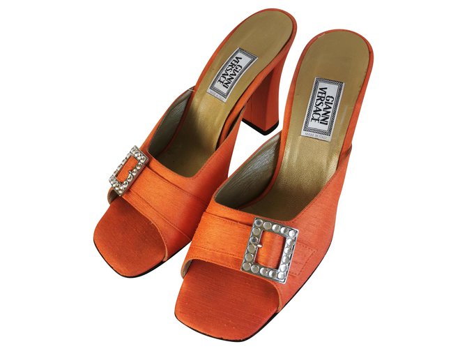 versace orange mules