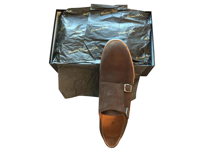 Massimo Dutti Chaussures Monk Strap en Daim Marron Taille 45